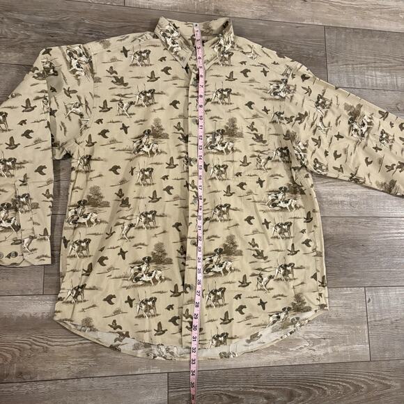 Woolrich 100% Cotton Button Down Shirt | Mens L | British Tan Dogs | Long Sleeve - Picture 4 of 8